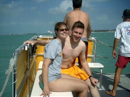 scott and jess on the dive boat